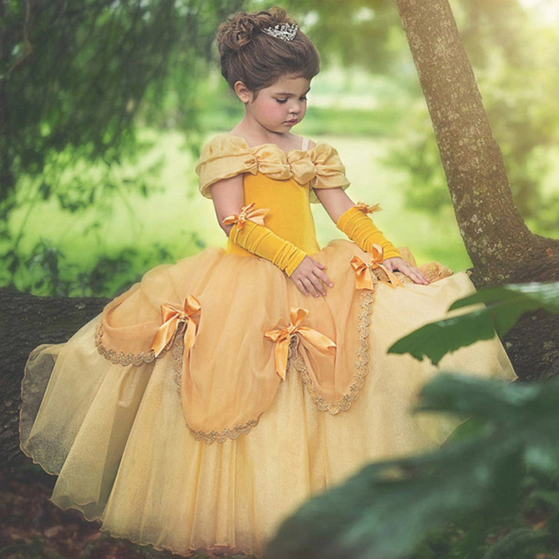 Bella Princess Dress Cosplay Costume Party Clothes Children Halloween Long Ball Gown Birthday Fancy Dress Cotton