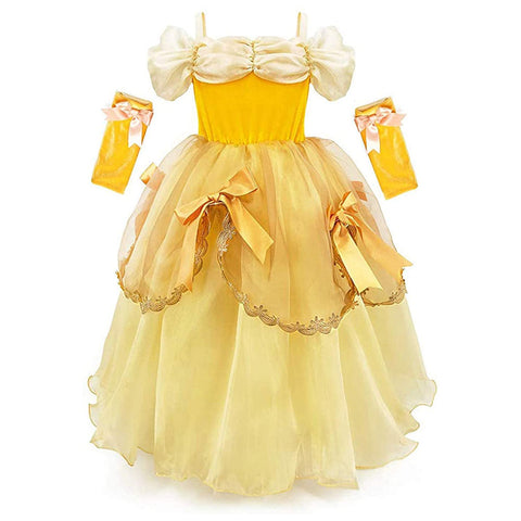 Bella Princess Dress Cosplay Costume Party Clothes Children Halloween Long Ball Gown Birthday Fancy Dress Cotton