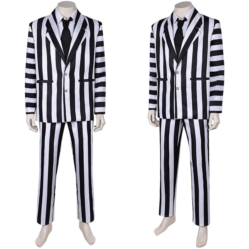 Black and white suit Cosplay Costume Outfits Halloween Carnival Suit cos Beetlejuice