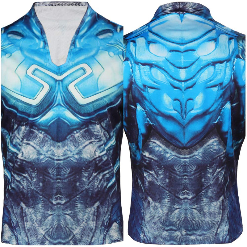 Blue Beetle Jaime Reyes Blue Printed Jacket Party Carnival Halloween Cosplay Costume