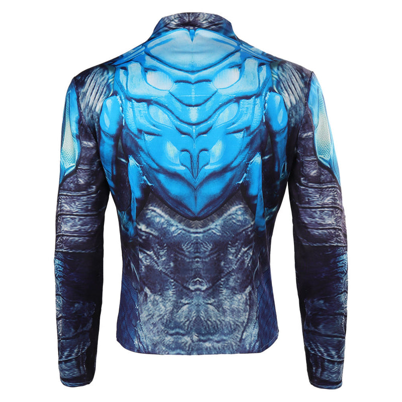 Blue Beetle Jaime Reyes Blue Printed Jacket Party Carnival Halloween Cosplay Costume