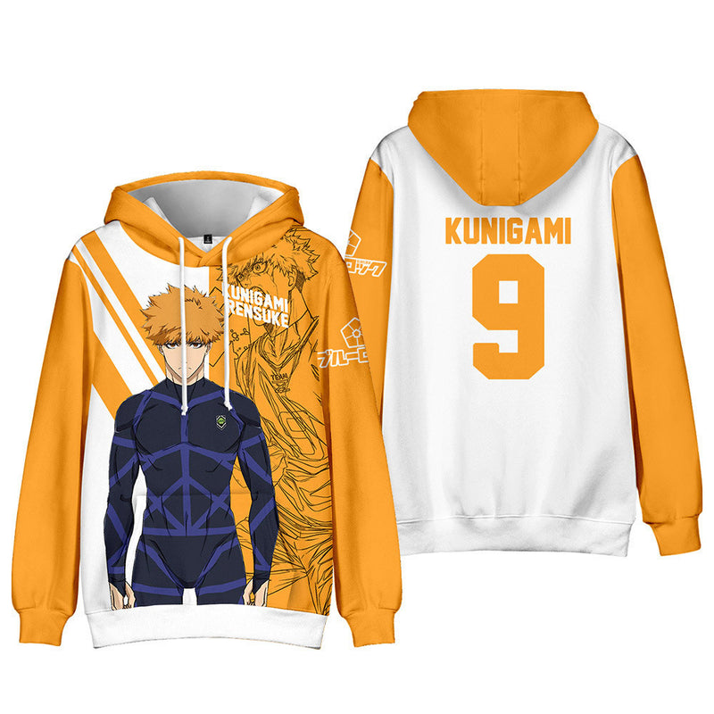 BLUE LOCK Rensuke Kunigami Cosplay Hoodie 3D Printed Hooded Sweatshirt Men Women Casual Streetwear Pullover