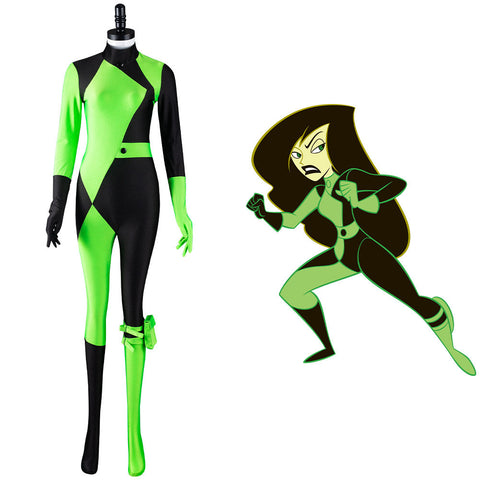 VeeGet VeeGet Kim Possible Shego Adult Jumpsuit Halloween Carnival Suit Outfits Cosplay Costume