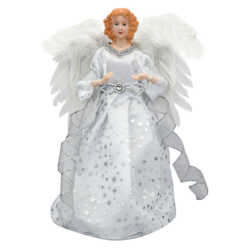 Cartoon Lighting White Angel Pendant New Year Christmas Tree Topper Angel Statue Doll Christmas Ornament Decor Festival Supplies