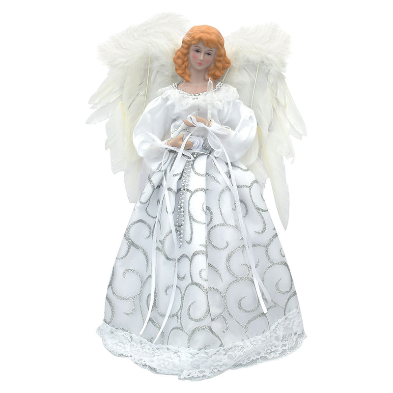 Cartoon Lighting White Angel Pendant New Year Christmas Tree Topper Angel Statue Doll Christmas Ornament Decor Festival Supplies