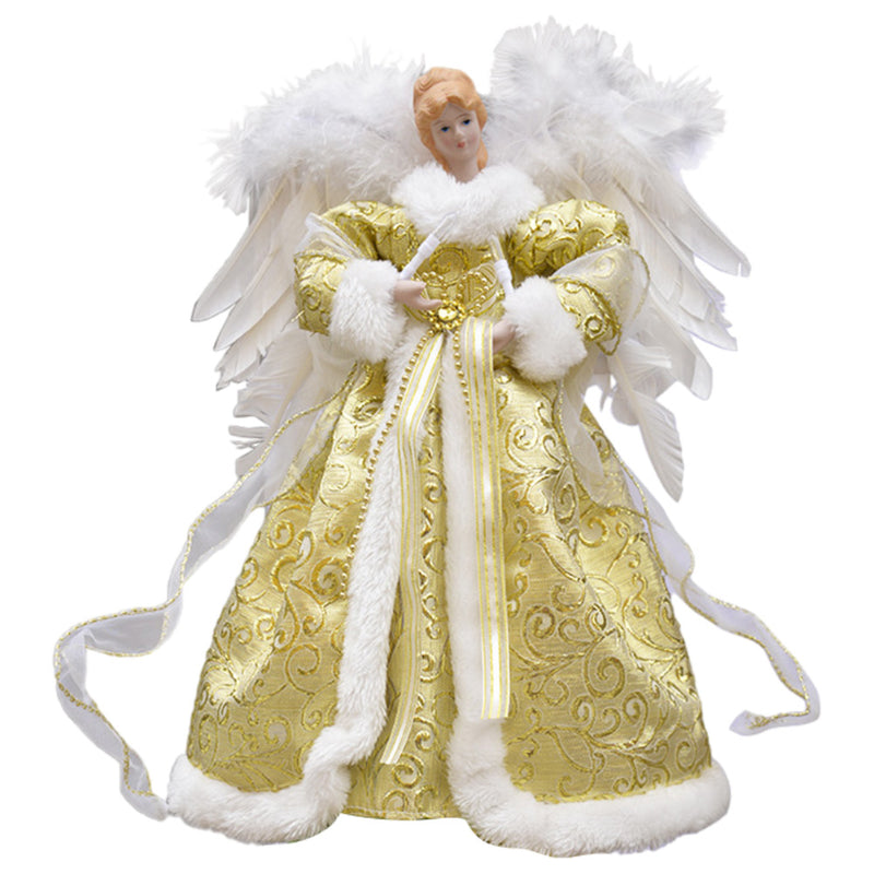 Cartoon Lighting White Angel Pendant New Year Christmas Tree Topper Angel Statue Doll Christmas Ornament Decor Festival Supplies