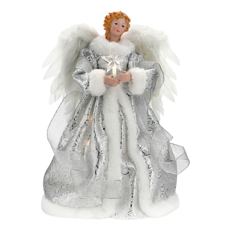 Cartoon Lighting White Angel Pendant New Year Christmas Tree Topper Angel Statue Doll Christmas Ornament Decor Festival Supplies