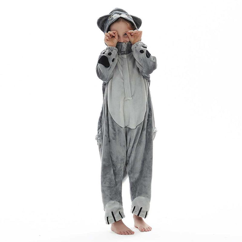 Children Animal Pajamas Cartoon British Shorthair Cat Onesies Kids Warm Flannel Hooded Sleepwear