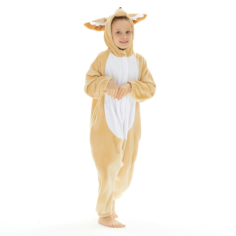 Children Animal Pajamas Cartoon Fennec Fox Onesies Kids Warm Flannel Hooded Sleepwear