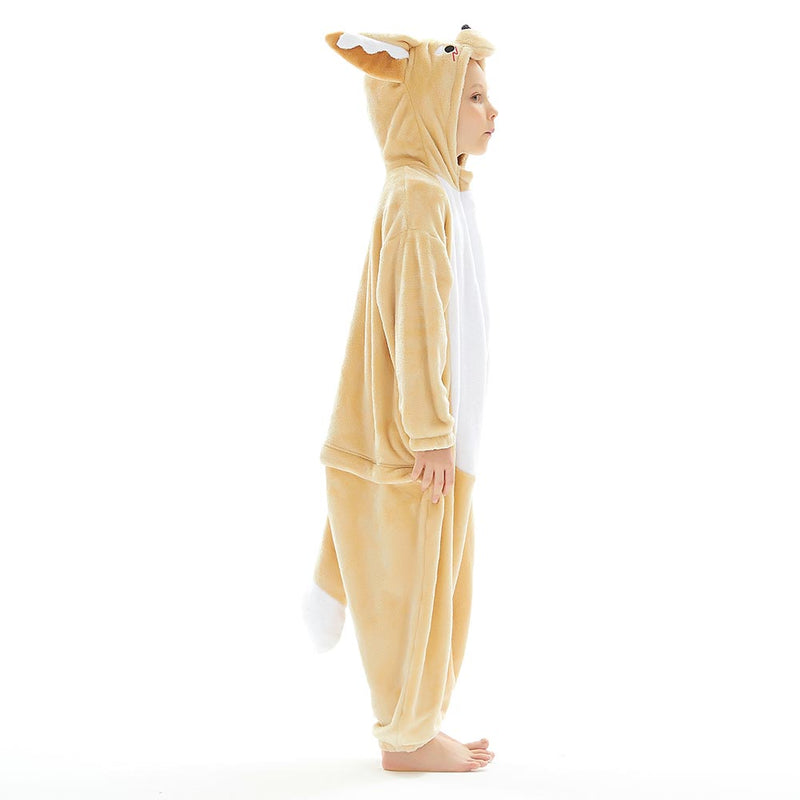 Children Animal Pajamas Cartoon Fennec Fox Onesies Kids Warm Flannel Hooded Sleepwear