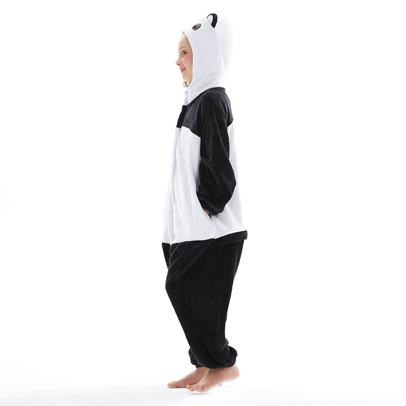 Children Animal Pajamas Cartoon Panda Onesies Kids Warm Flannel Hooded Sleepwear