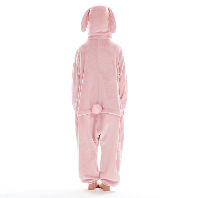 Children Animal Pajamas Cartoon Rabbit Onesies Kids Warm Flannel Hooded Sleepwear