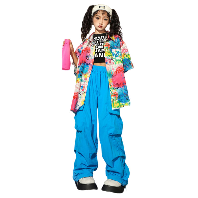 Children‘s hip-hop shirt short sleeved set Cosplay Costume Outfits Halloween Carnival Suit  ﻿