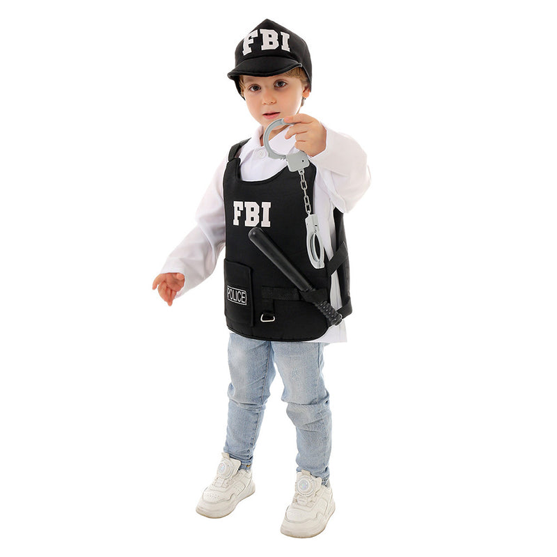 Children‘s police FBI Cosplay Costume Outfits Halloween Carnival Suit