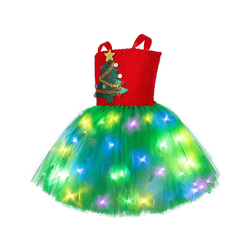 Christmas Cosplay Costume Kids Girls Led Tutu Dress Outfits Halloween Carnival Suit