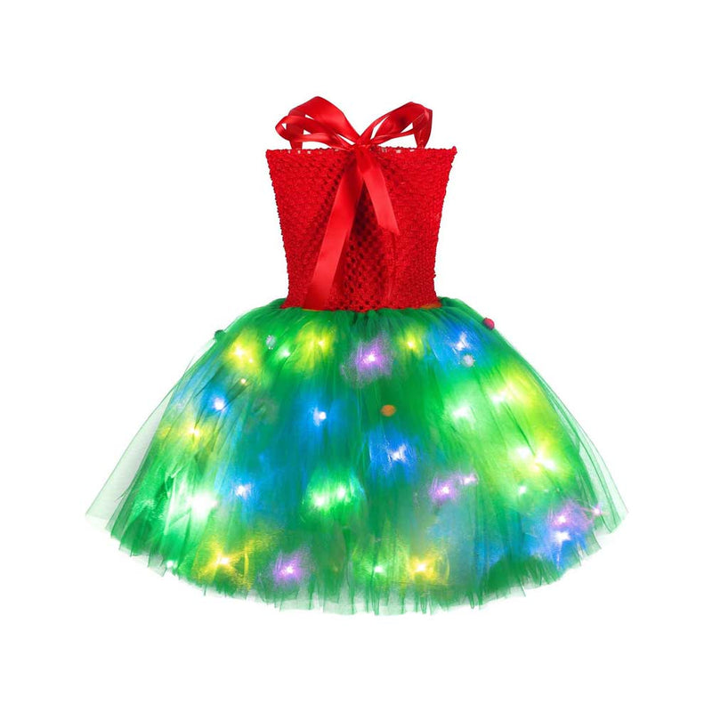 Christmas Cosplay Costume Kids Girls Led Tutu Dress Outfits Halloween Carnival Suit