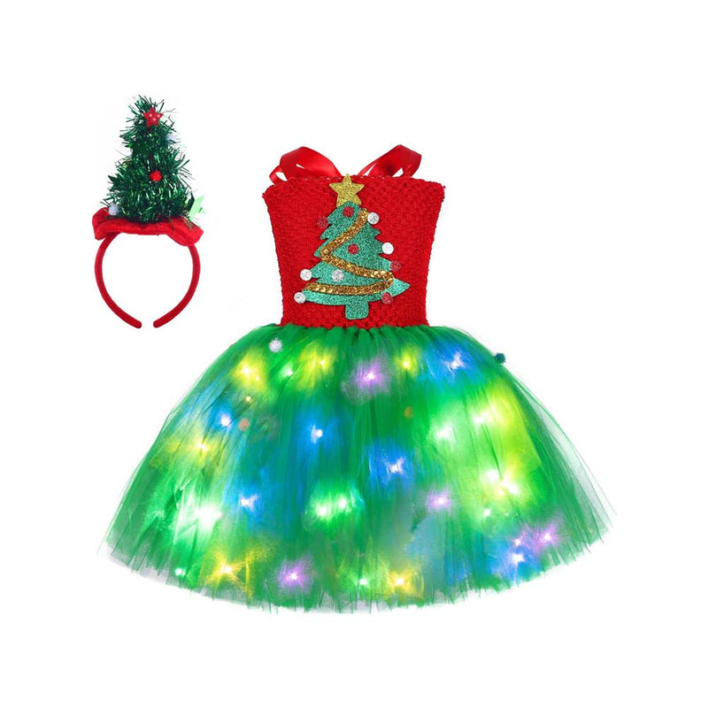 Christmas Cosplay Costume Kids Girls Led Tutu Dress Outfits Halloween Carnival Suit