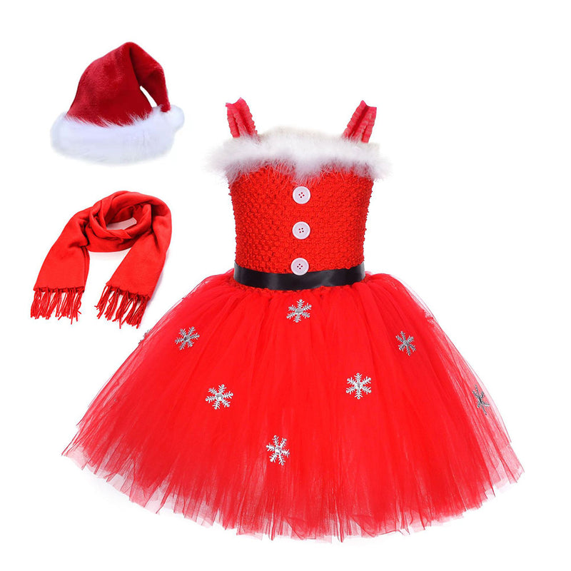 Christmas Cosplay Costume Kids Girls Tutu Dress Outfits Halloween Carnival Suit