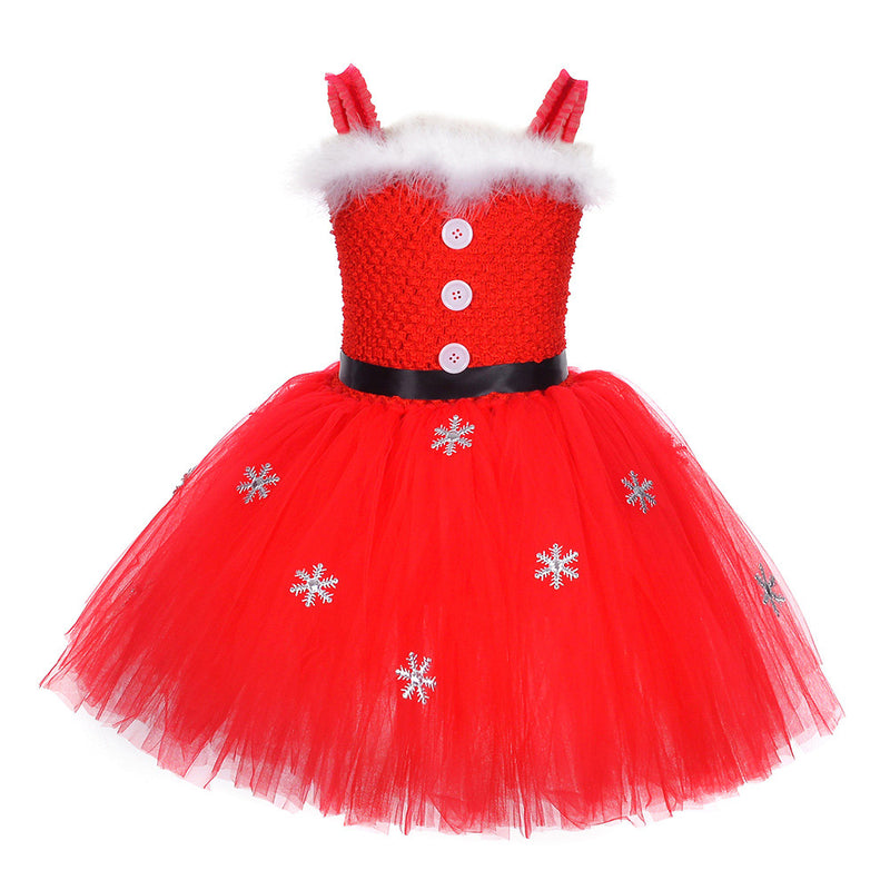 Christmas Cosplay Costume Kids Girls Tutu Dress Outfits Halloween Carnival Suit