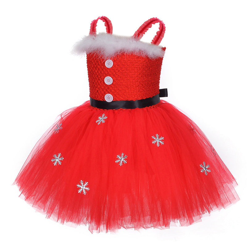 Christmas Cosplay Costume Kids Girls Tutu Dress Outfits Halloween Carnival Suit