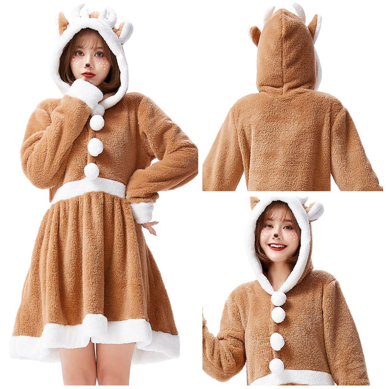 Christmas Dress Elk Cosplay Costume Halloween Carnival Suit