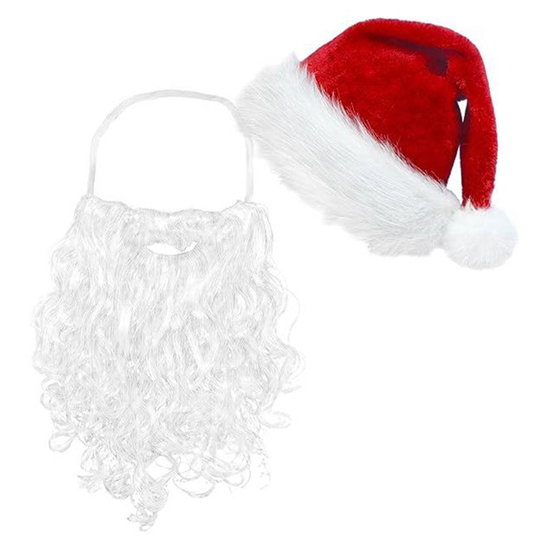 Christmas hat+beard Santa Claus Cosplay Halloween Carnival Costume Accessories