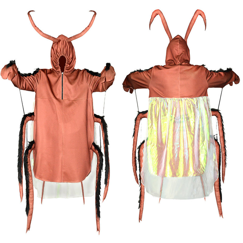 Cockroach Halloween Cosplay Costume Creepy Cockroach Role Play Funny Outfits Prank Party Masquerade Suit for Adult (Cockroach Costume, Adult)