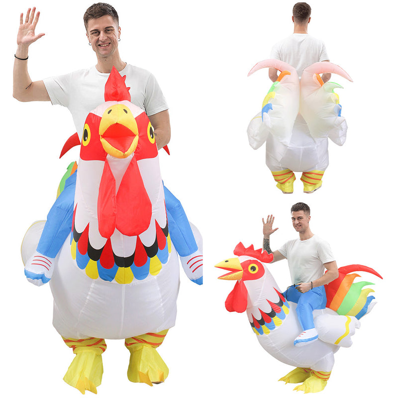 Colorful Rooster Cosplay Inflatable Costume Women Full Body Blow Up Clothes Fancy Dress Halloween Party Disguise Suit