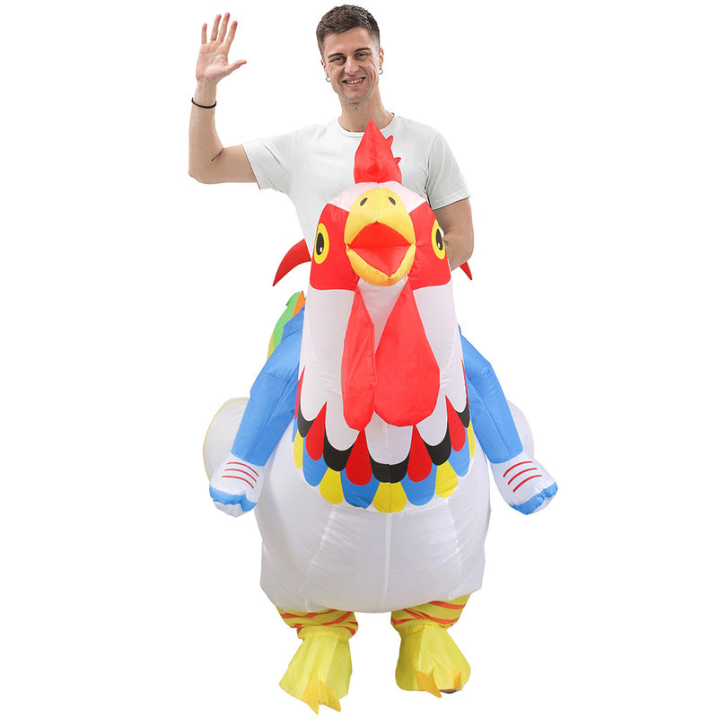 Colorful Rooster Cosplay Inflatable Costume Women Full Body Blow Up Clothes Fancy Dress Halloween Party Disguise Suit