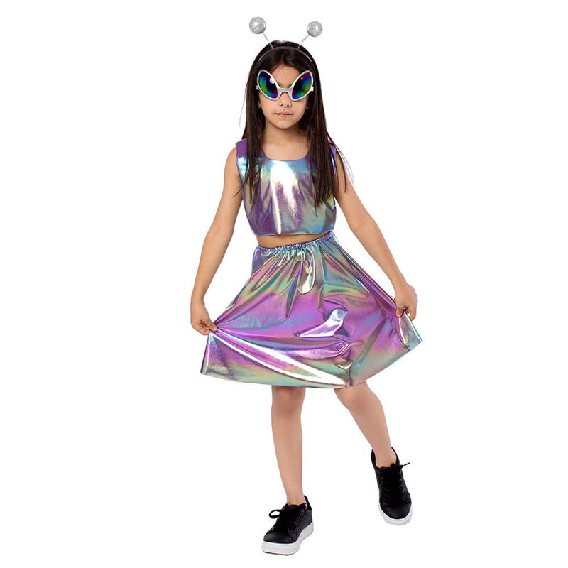 Cosplay Costume Outfits Halloween Carnival Suit Alien Role Play Dress Children‘s Split Dress