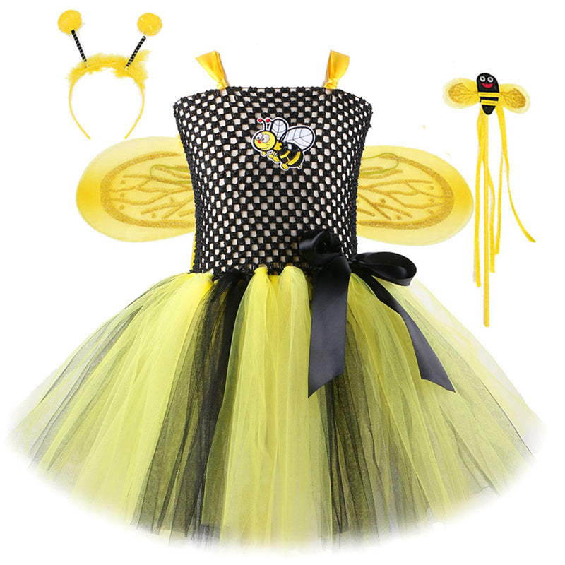 Cosplay Costume Outfits Halloween Carnival Suit Bee Wing Set Girl‘s Mesh TUTU Skirt