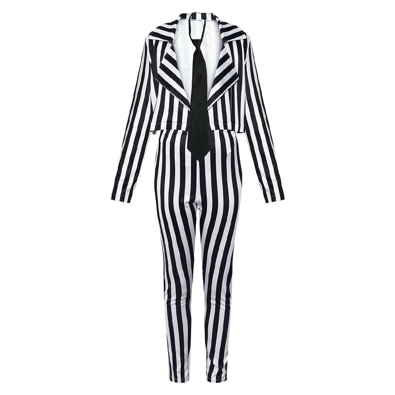 Cosplay Costume Outfits Halloween Carnival Suit Black and white vertical stripe suit