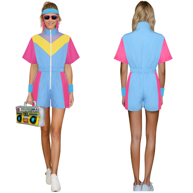 Cosplay Costume Outfits Halloween Carnival Suit Colored sportswear 80s 90s Track Suits Set Women's One Piece Set