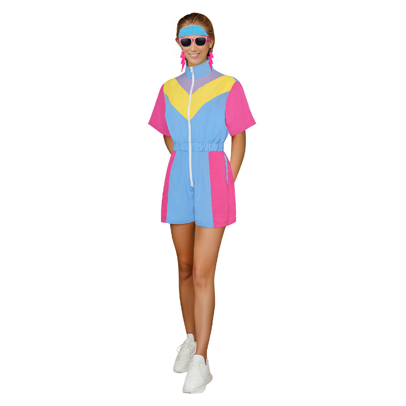 Cosplay Costume Outfits Halloween Carnival Suit Colored sportswear 80s 90s Track Suits Set Women's One Piece Set