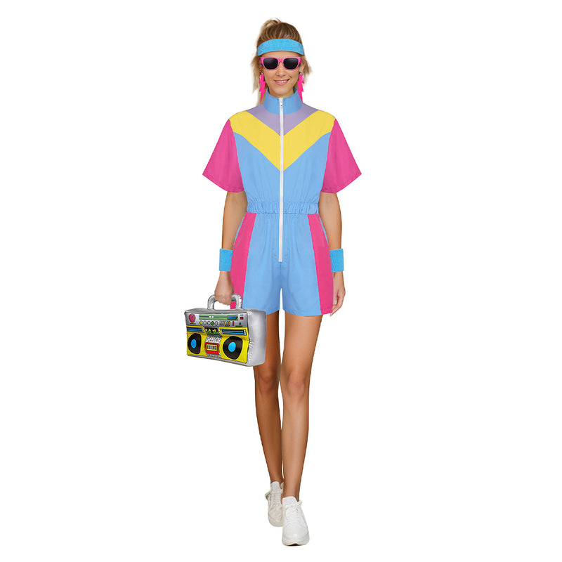 Cosplay Costume Outfits Halloween Carnival Suit Colored sportswear 80s 90s Track Suits Set Women's One Piece Set