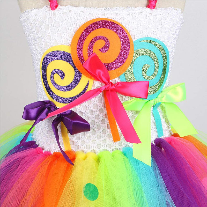 Cosplay Costume Outfits Halloween Carnival Suit Colorful candy ice cream mesh skirt