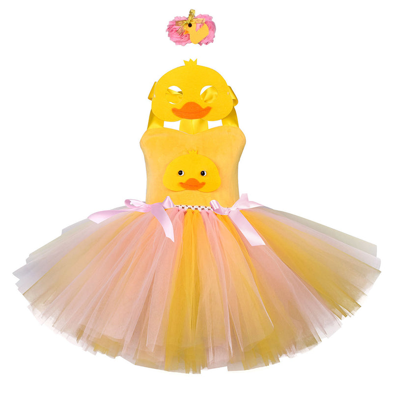 Cosplay Costume Outfits Halloween Carnival Suit Girl‘s Duck Fluffy Skirt Tutu Dress