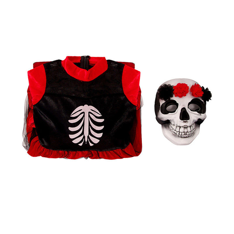 Cosplay Costume Outfits Halloween Carnival Suit Halloween Day of the Dead Girl Skeleton Mask Children‘s Dress