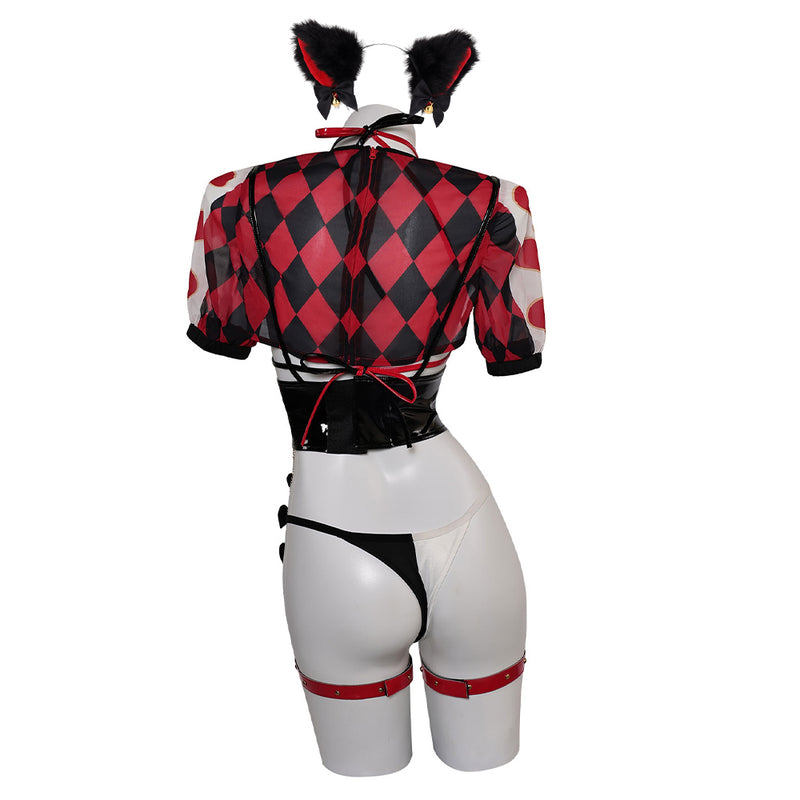 Cosplay Costume Outfits Halloween Carnival Suit Lingerie sexy Red and black squares Lingerie for Women