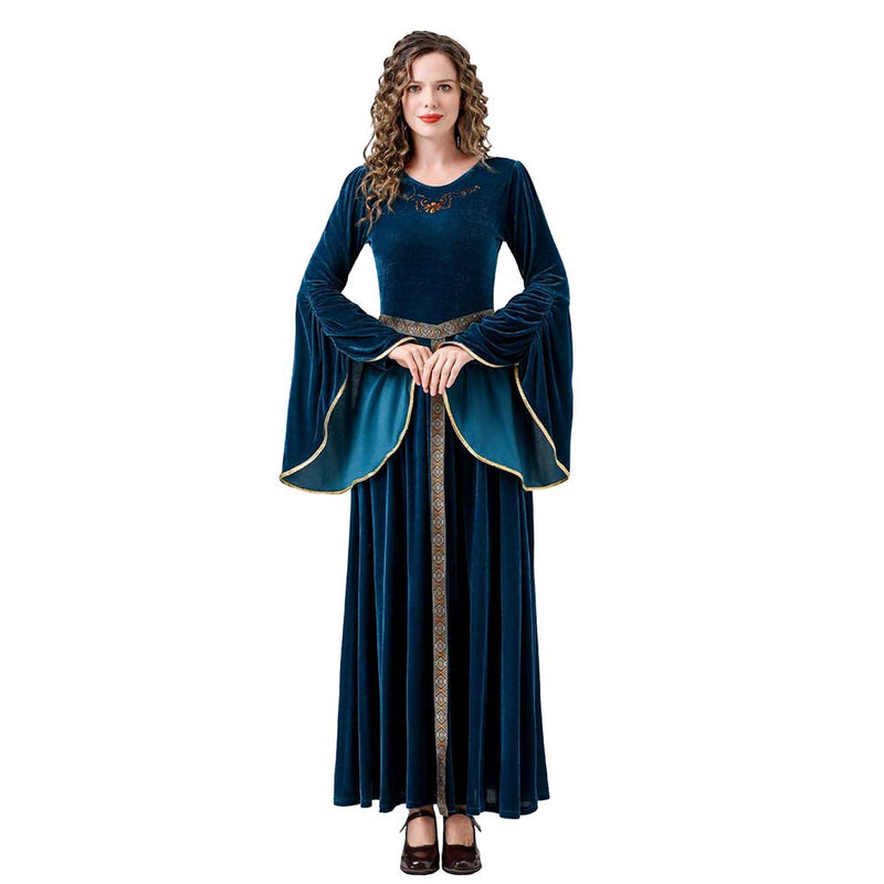 Cosplay Costume Outfits Halloween Carnival Suit Medieval Renaissance Flare Sleeved Long Dress