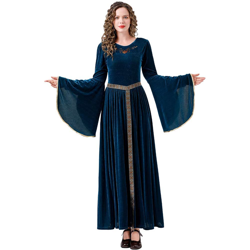 Cosplay Costume Outfits Halloween Carnival Suit Medieval Renaissance Flare Sleeved Long Dress