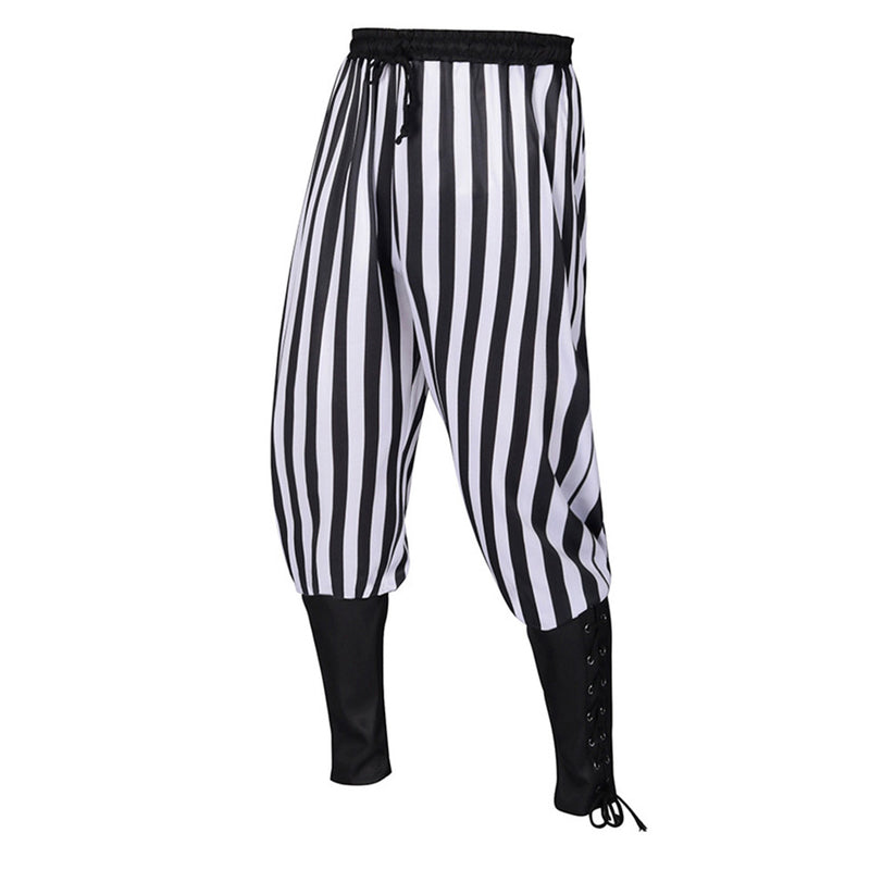 Cosplay Costume Outfits Halloween Carnival Suit Medieval Vintage Stripe Strap Pirate Pants