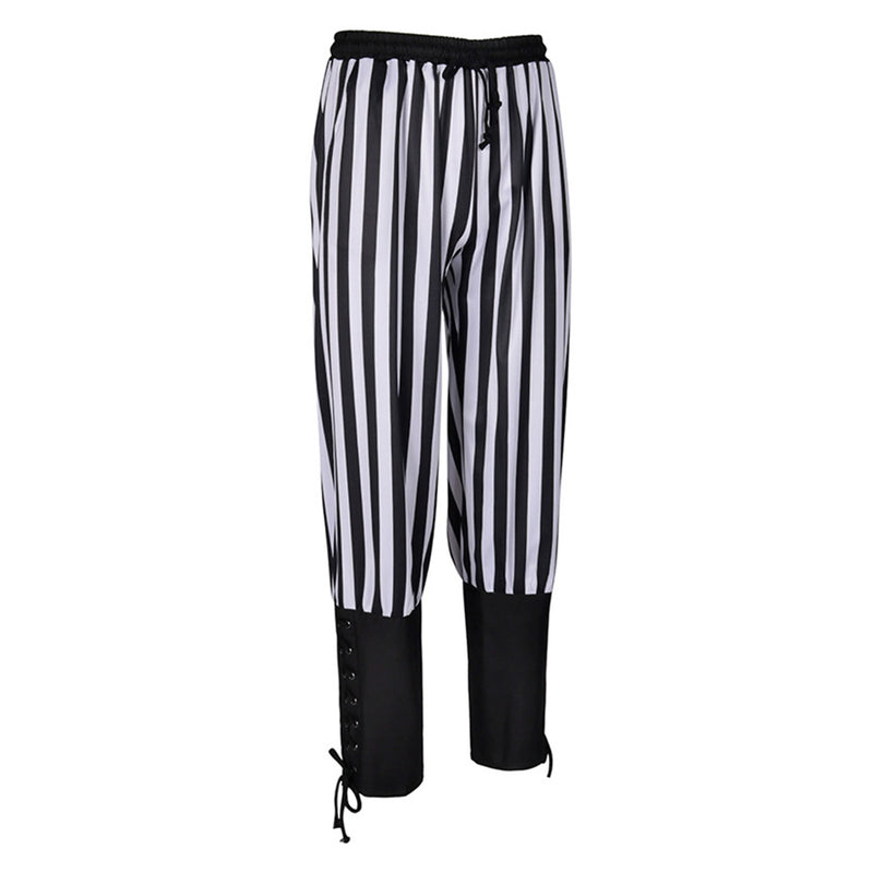 Cosplay Costume Outfits Halloween Carnival Suit Medieval Vintage Stripe Strap Pirate Pants