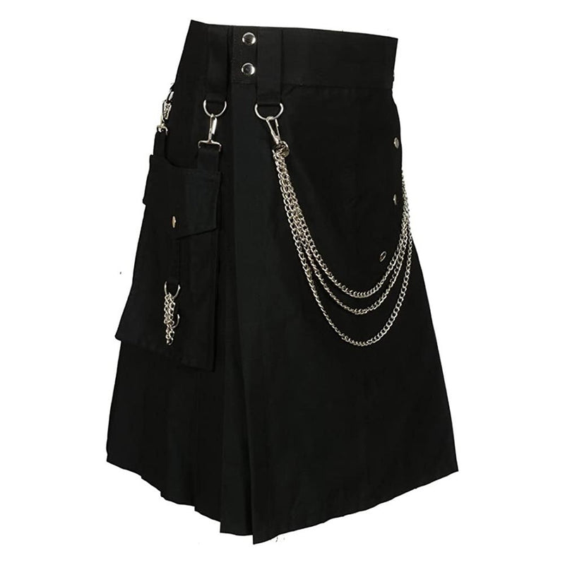 Cosplay Costume Outfits Halloween Carnival Suit Men‘s Scottish Festival Skirt Men‘s Chain Pleated Skirt