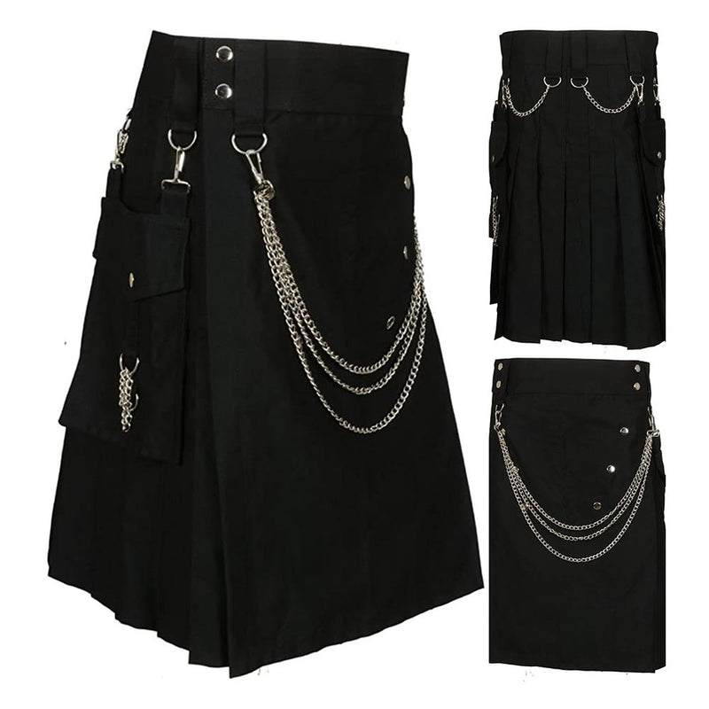 Cosplay Costume Outfits Halloween Carnival Suit Men‘s Scottish Festival Skirt Men‘s Chain Pleated Skirt