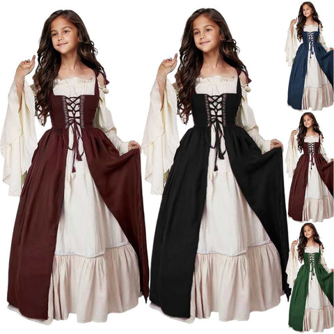 Cosplay Costume Outfits Halloween Carnival Suit square collar Medieval Renaissance retro dress