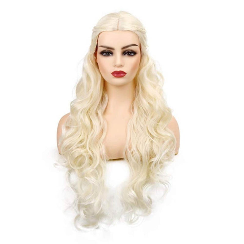 Cosplay Wig Heat Resistant Synthetic Hair Carnival Halloween Party Props   Golden long curly hair