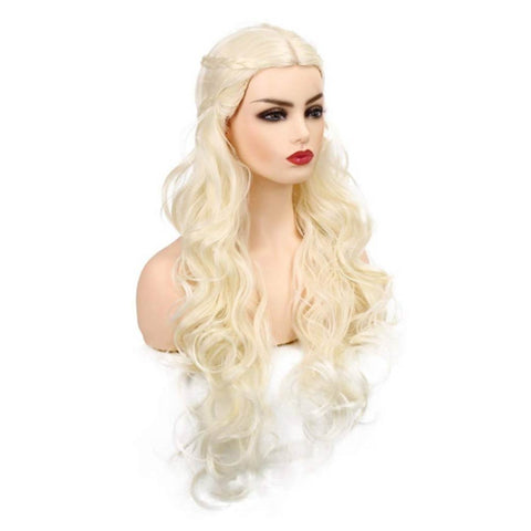 Cosplay Wig Heat Resistant Synthetic Hair Carnival Halloween Party Props   Golden long curly hair