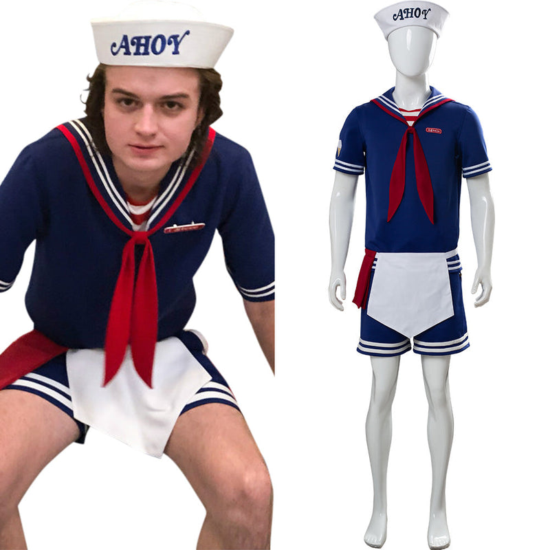 VeeGet VeeGet Stranger Things 3 Scoops Ahoy Steve Harrington Robin Cosplay Costume Adult and Child