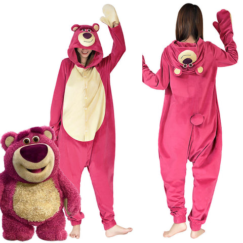 VeeGet VeeGet Toy Story 3 Lotso Strawberry Bear Pajama Sleepwear Christmas Halloween Cosplay Costume